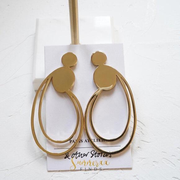 & Other Stories Duo Drop Wire Earrings - Picture 2 of 5